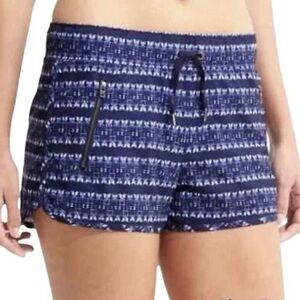 Athleta Ikat Stripe Sway Shorts Pockets Women’s Size Small Blue Drawstring Zip
